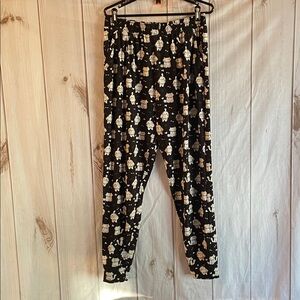 Womens Pants Jogger Stretch Knit Cuff Sweatpants Pocket Cat Black Pants 2XL Plus